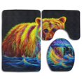 thumbnail image 1 of GOHAO Bear Hunting Fish 3 Piece Bathroom Rugs Set Bath Rug Contour Mat and Toilet Lid Cover, 1 of 2