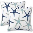 thumbnail image 1 of Throw Pillow Covers Nautical Starfish Pillow Covers 20x20 Inch Set of 2 Navy Blue and Turquoise Sea Stars Throw Pillows Decorative Pillow Cases Cushio20x20x2Photo Color, 1 of 5