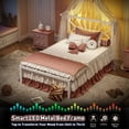 thumbnail image 4 of Twin Size Metal Bed Frame with Headboard Metal Platform Bed Frame with LED Lights Bed Frame Twin with Storage Underbed, Noise Free, No Box Spring, White, 4 of 9