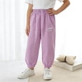 thumbnail image 2 of SROBPTY Kids Summer Pants Solid Mid-High Waist Breathable Loose Trousers for Casual Use 5-16 Years, 2 of 5