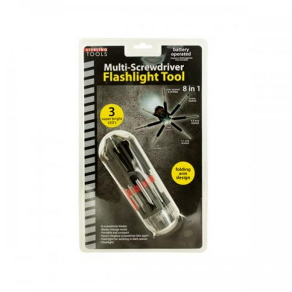 Sterling OF807 8-en-1 Outil de Lampe de Poche Multi-Visseuse - Transparent&44; Noir&44; Rouge&44; Argent