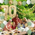 thumbnail image 4 of Sage Green White Gold 70th Birthday Party Decorations Kit,Happy 70th Banner Triangle Flags Garlands Number 70 Balloons Cake Toppers for 70 Year Old Anniversary Party Backdrops Supplies, 4 of 6