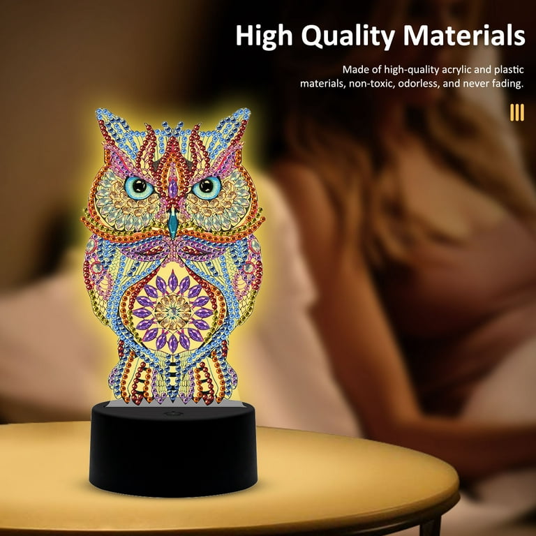 Qenwkxz Diamond Painting Nightlight Kits DIY Diamond Painting Lamp 3D  Creative Diamond Painting LED Night Light Owl