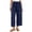 Navy, variant on Pants for Women with Pockets 100% Cotton Decorative Button Drawstring Cropped Pants