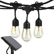 Brightech Ambience Pro Solar Black 27 ft Hanging LED Outdoor String Lights, 2 Watt, S14 Light Bulbs, 3000K