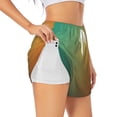 thumbnail image 3 of Lsque Orange To Teal Gradient Printed Women's Running Shorts with Liner Pockets,Elastic Quick Dry Workout Athletic Gym Yoga Shorts,Womens High Waist Shorts-Small, 3 of 9