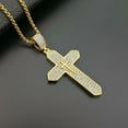 thumbnail image 4 of Hip Hop Bling Iced Out 14K Yellow Gold Cross Pendants Necklace for Men Rapper Jewelry, 4 of 5