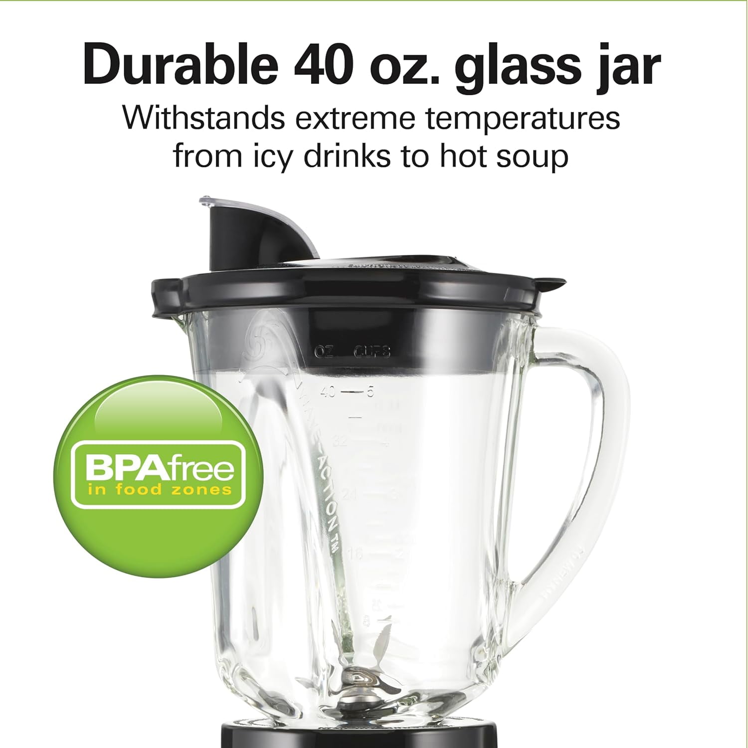 Wave Action Blender with Stainless Steel Blades, 40oz Glass Jar and 20oz Travel Jar, 800  for Smoothies