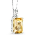 thumbnail image 2 of Gem Stone King 10K White Gold Yellow Citrine Pendant Necklace for Women (6.76 Cttw, Gemstone November Birthstone, Emerald Checkerboard Cut 14x10MM, with 18 inch Chain), 2 of 5