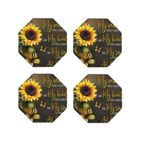 

Leather Coasters with Heat-resistant for Drinks My Mind Sunflower -标题2 Octagon