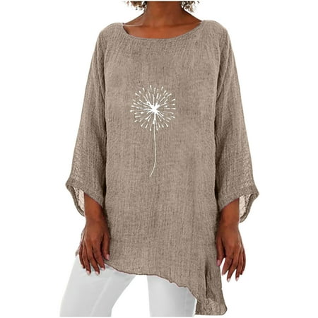 

Workout Tops for Women Going Out Tops for Women Women s Tops Embroidered Round Neck Cotton Linen Large Short Sleeves Tops Western Shirts for Women Summer Savings Workout Shirts Off-White S