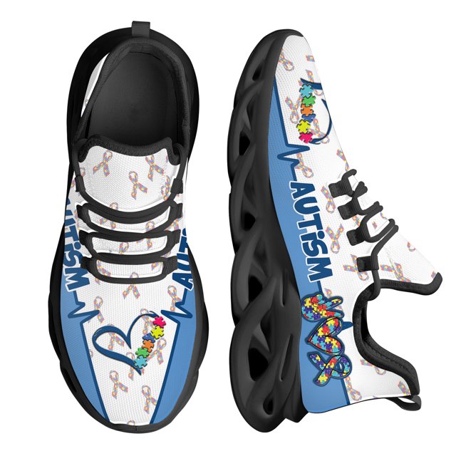 Nuevos zapatos de malla transpirables con diseño de concienciación sobre el autismo para mujer, zapatillas informales para caminar, calzado para parejas, tenis masculinos de moda