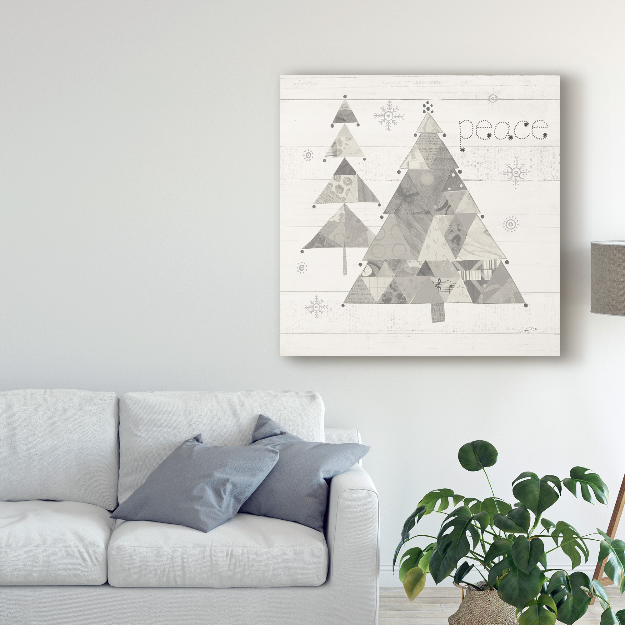Trademark Fine Art 'Christmas Patchwork IV Neutral' Canvas Art by Courtney Prahl