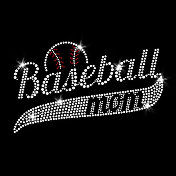 Baseball Mom Classic Iron-on Clear Rhinestone Transfer by JCS Rhinestones