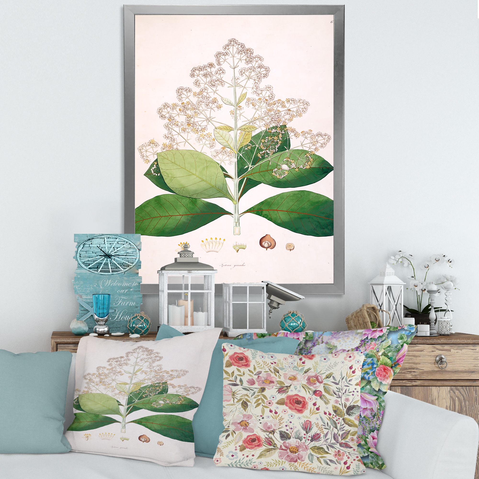 Designart 'Ancient London Plants III' Farmhouse Framed Art Print