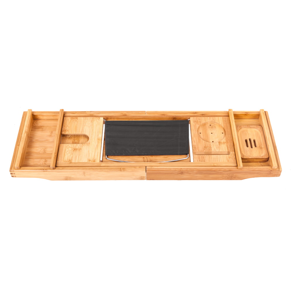 Bathtub Caddy Bamboo Bath Tub Rack Tray Bathroom Cloth Pad/Book/Tablet Holder 