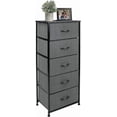 thumbnail image 3 of Fabric Dresser, 5-Drawer Tall Dressers for Bedroom, Storage Dresser Organizer with Fabric Bins, Wood Top, Sturdy Steel Frame, Chest of Drawers for Closet, Hallway,Black/Charcoal, 3 of 10