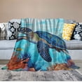 thumbnail image 2 of COMIO  Sea Turtle Sherpa Blanket Throw for Couch Bed,Thick Fluffy Tortoise Blankets for Winter, Throws with Ocean Animal Underwater Landscape Coral Aquatic Plants, 2 of 6
