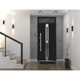 thumbnail image 3 of Front Exterior Prehung Steel Door / Deux 1755 Black Enamel / Top Exterior Window / Stainless Inserts Single Modern Painted-W36" x H80+16"-Left-hand Inswing, 3 of 5