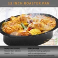 thumbnail image 4 of 13-Inch Oval Roaster with Lid, Enameled Steel, 7 LB Poultry Capacity, 932°F Heat Resistant, Dishwasher Safe, Black, 4 of 7