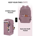 thumbnail image 4 of Mochila de viaje ECOHUB para mujer de 30 litros con carga USB, color rosa, 4 of 8