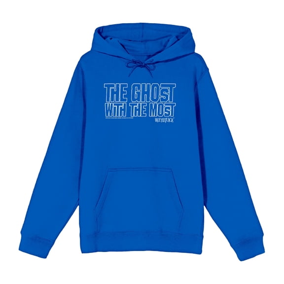 Beetlejuice Ghost With The Most Adult Blue Long Sleeve Hoodie-Medium