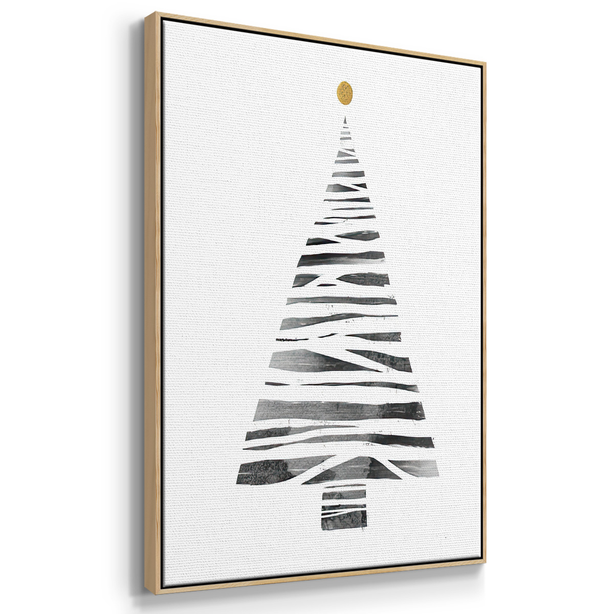 Christmas Tree I - Framed Gallery Wrapped Holiday Canvas - 17 x 25 - Natural Wood Frame