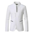 thumbnail image 4 of Mwjwdo Men's Casual Suit Blazer Jackets Stand Collar Single Breasted Colorblock Blazers Sport Fashion Dress Coat for Prom White XXL, 4 of 4