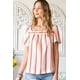 thumbnail image 3 of ABPHQTO Blusa de Mujer Escote Cuadrado Abotonada Espalda Rayas Naranja, 3 of 5