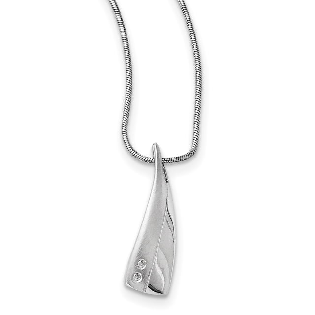 SS White Ice Satin & Poli.01ct. Collier Diamant 18 Pouces