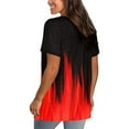thumbnail image 4 of Summer Tops for Women Casual Flame Printed Tunic Short Sleeve V Neck Loose Fit T-Shirts Color Block Blouses, 4 of 6