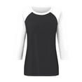 thumbnail image 4 of CHUOU 3/4 Sleeve Shirts for Women Summer Versatile Raglan Sleeve Casual Shirt Round Neck Simple Shirt Vintage Streetwear, 4 of 5