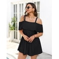 thumbnail image 2 of a.Jesdani Women Plus Size One piece Swimsuits Tummy Control Two Piece Bathing Suit Off Shoulder Ruffled Flounce Swimdress with Shorts Black 2X, 2 of 12