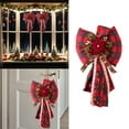 thumbnail image 2 of AYktou Christmas Bows Hanging Ornaments, 10×19 Inch Oversized Checked Bowknot Berries Bells Leaves Wreath Bows, Wall Hanging Bow Ornaments for Door Fireplace Staircase Display Indoor Outdoor Decor, 2 of 6