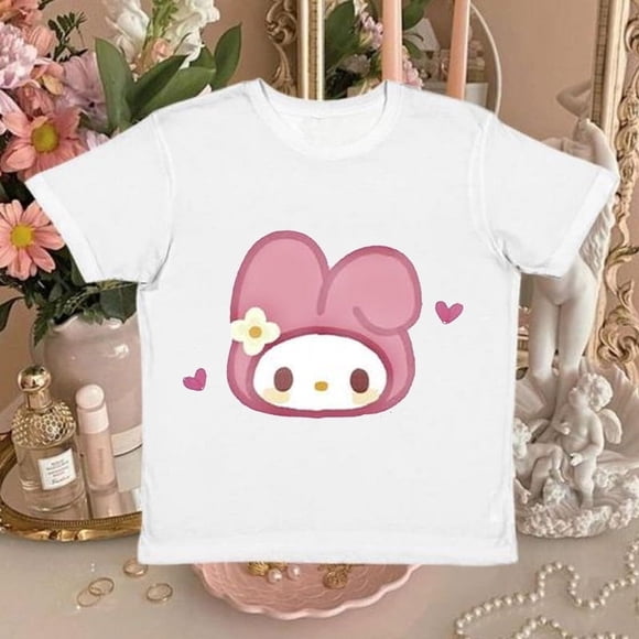 T-Shirt Anime Style Coréen Sanrioed Kawaii Imprimé My Melody Manches Courtes Été Décontracté T-Shirt Tout-Aller