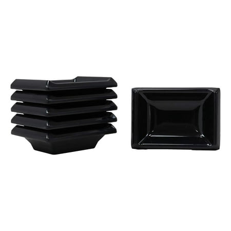 Ebros Contemporary Black Jade Melamine Tetragon Artistic Design Condiments Ketchup BBQ Soy Sauce 2oz Dipping Bowls or Dishes Home Kitchen Party Dining Restaurant Supply Dip Bowl Dish Set of 6