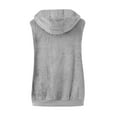 thumbnail image 4 of gbyLJF Women's Sleeveless Jacket Fall Winter Fleece and Thickened Warm Jackets Solid Color Drawstring Full Zipper Hoodie Coat, 4 of 5