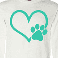 thumbnail image 4 of Inktastic Teal Heart With Paw Print Long Sleeve T-Shirt, 4 of 5