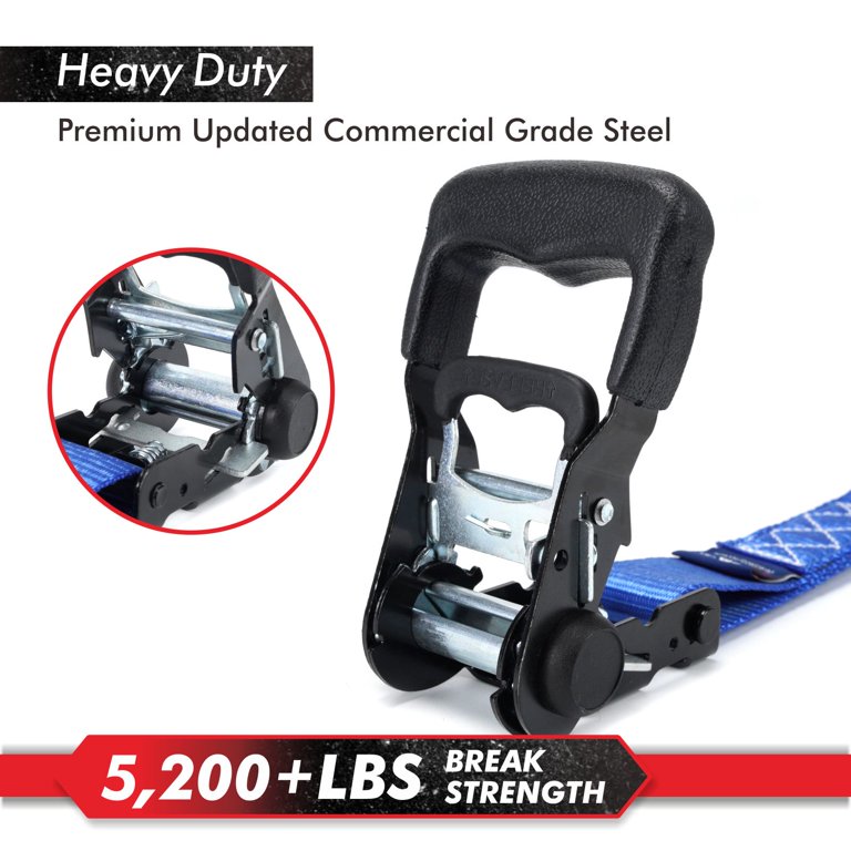 MOCA Heavy Duty Ratchet Tie Down Straps - 5200 Lbs Breaking Strength 1.6" X