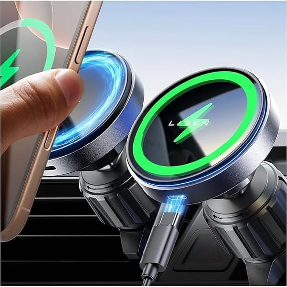 [Upgrade for iPhone] 15W Magsafe Car Mount Charger, [100% Ultra Stable] Fast Magnetic Car Phone Charger, Vent Phone Mount for Car Wireless Charger Fits iPhone 16e 16 Pro Max 15 14 13 12,Samsung