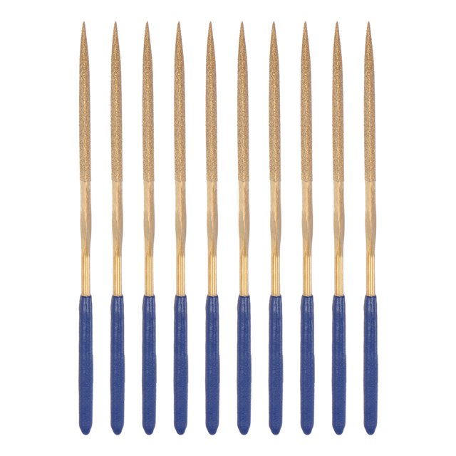 Unique Bargains 4mm x 160mm Titanium Coated Square Diamond Needle Files with TPU Handle 10 Pack