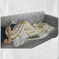 thumbnail image 6 of Adventure Cartoon Soft Flannel Fleece Throw Blanket, Say Yes to New Adventures Message with Dashed Stripes, Cozy Plush for Indoor and Outdoor Use, 70" x 90", Forest Green Pale Coffee, by Ambesonne, 6 of 6