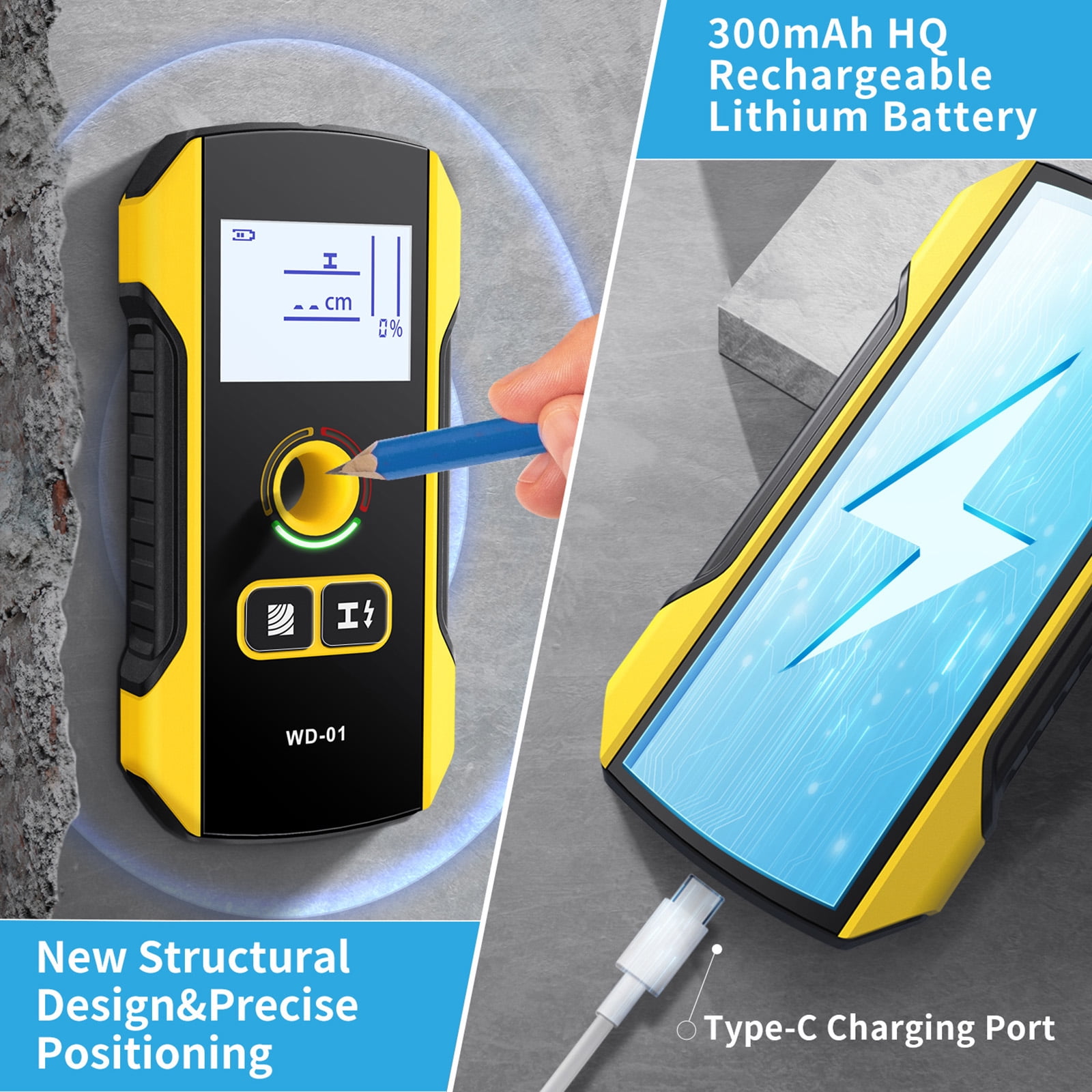 Electronic Studs Finder Handheld Wall Scanner for Metal Studs Detection Studs Detector Color Display Wall Detector