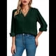 thumbnail image 2 of Blusas Informales de Negocios para Mujer, Camisas de Verano de Larga con Botones y Cuello en V, Blusas de . Verde L, 2 of 8