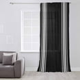 thumbnail image 3 of Black Striped Semi Sheer Curtains Drapes for Living Room, Bedroom, French Doors Window 45 Inches Long, Farmhouse Black White Stripes Rod Pocket Chiffon Curtain Drapery Voile Draperies Panel, 3 of 6