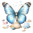 thumbnail image 1 of Adhesivos de pared con diseño de mariposas azules, conchas marinas, 30 x 30 cm, 1 of 3