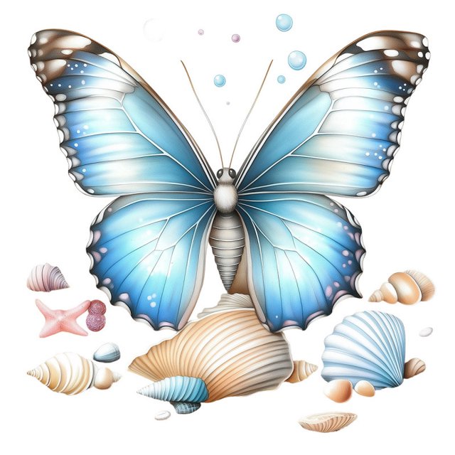 Adhesivos de pared con diseño de mariposas azules, conchas marinas, 30 x 30 cm