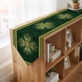 thumbnail image 4 of Saint Patrick's Day Table Runner Linen Burlap Table Runner 90 Inches Long Boho Green Golden Leaves Ethnic Motifs Dresser Scarves for Kitchen Island Coffee Dining Party Wedding Holiday Decor 13"x90", 4 of 8