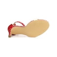 thumbnail image 5 of BLISSFUL STEP Women's Sandals Stiletto Heels Stripe Ankle Strap Polka Dots Sandals Red 7.5, 5 of 7