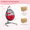 thumbnail image 3 of Gymax Chaise Hamac Suspendue Chaise Balançoire en Forme d'Oeuf avec Coussin et Oreiller Rouges Support, 3 of 10